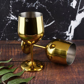 FnS Cosmo Steel Gold Finish Wine Glass (pack of 2)